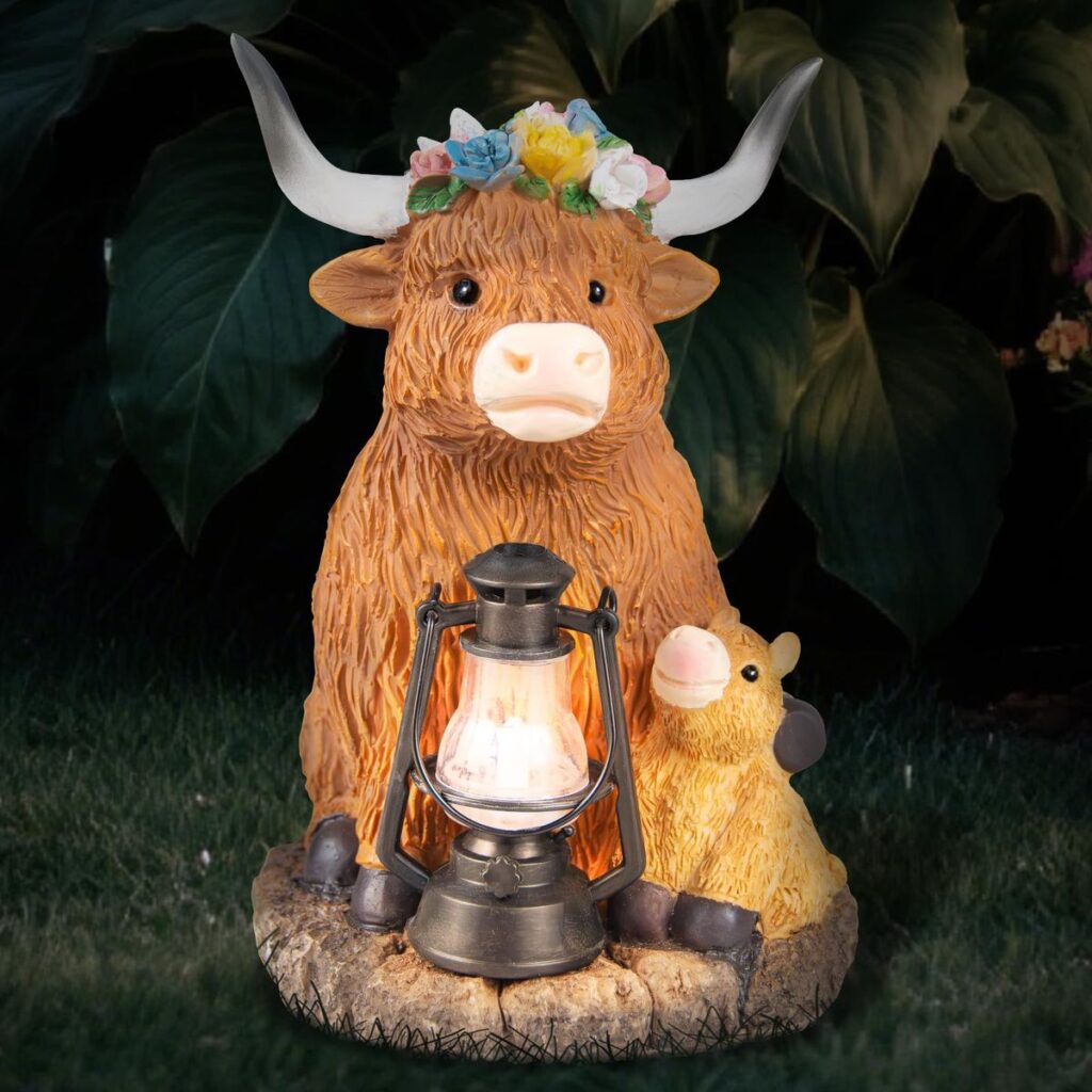lighted cow yard decoration
